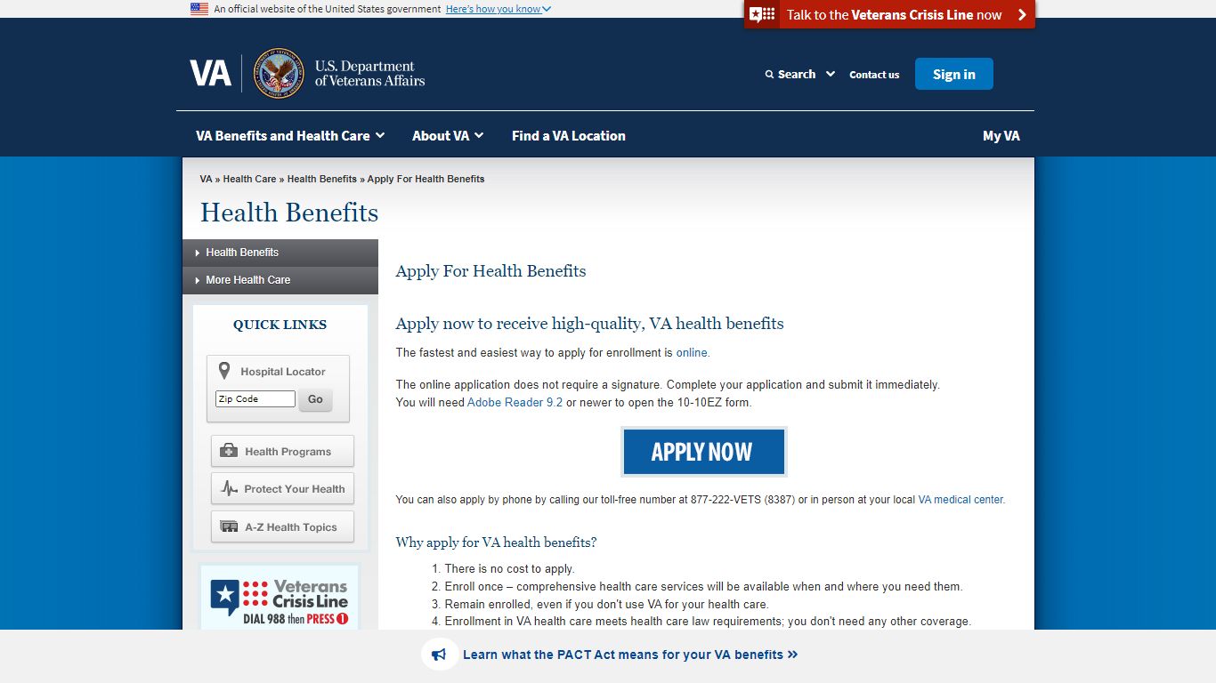 Apply For Health Benefits - Health Benefits - Veterans Affairs