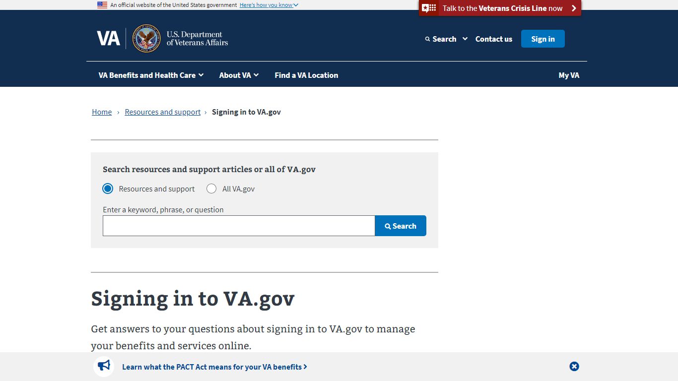 Signing In To VA.gov | Veterans Affairs